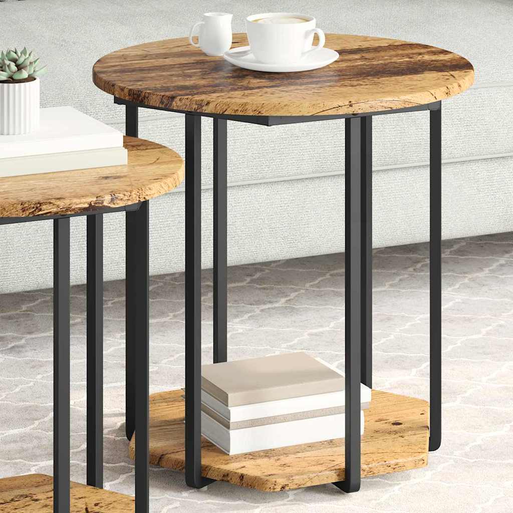 vidaXL Beistelltisch-Set mit Regal 2 pcs Braun