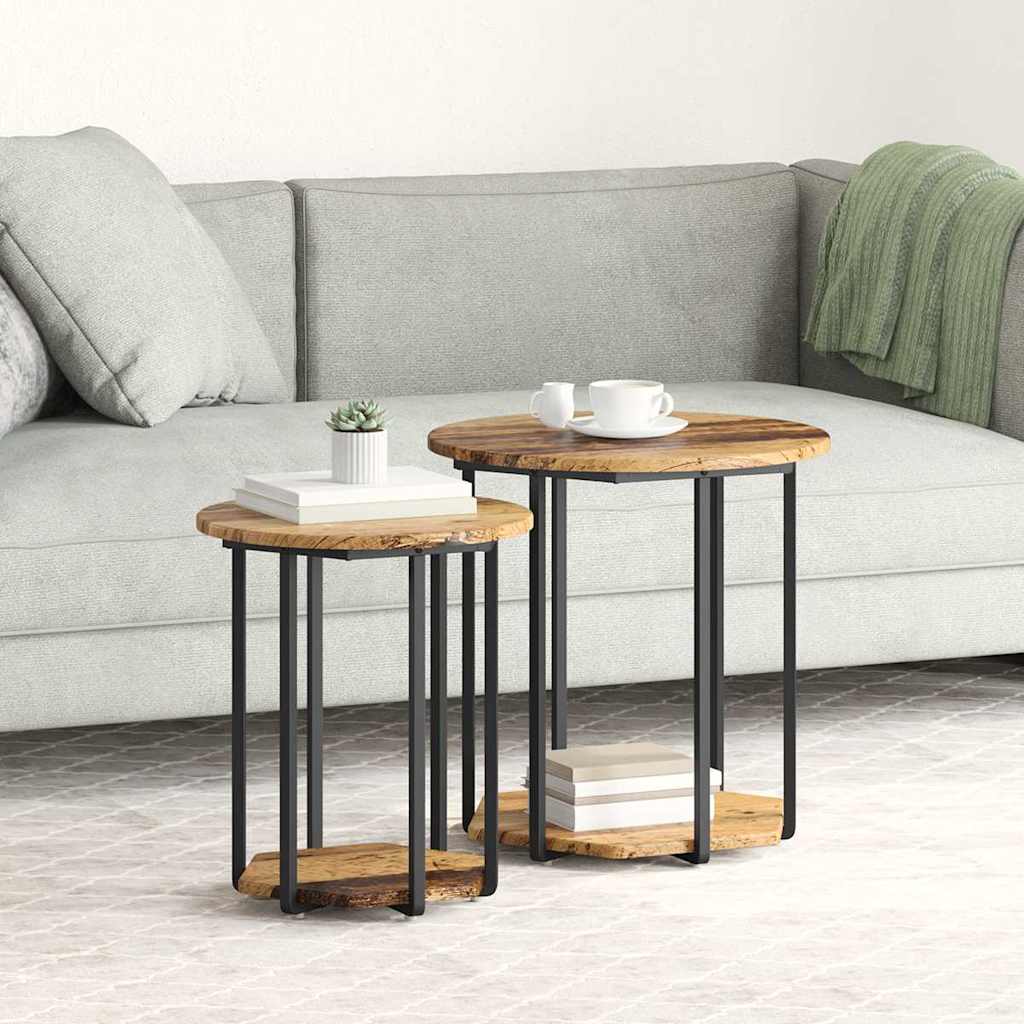 vidaXL Beistelltisch-Set mit Regal 2 pcs Braun