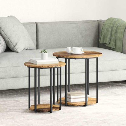 vidaXL Beistelltisch-Set mit Regal 2 pcs Braun