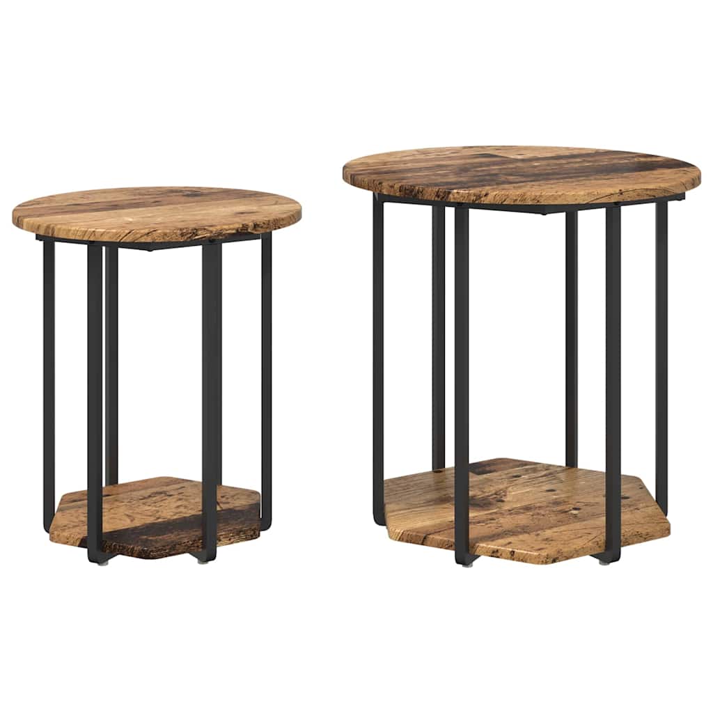 vidaXL Beistelltisch-Set mit Regal 2 pcs Braun