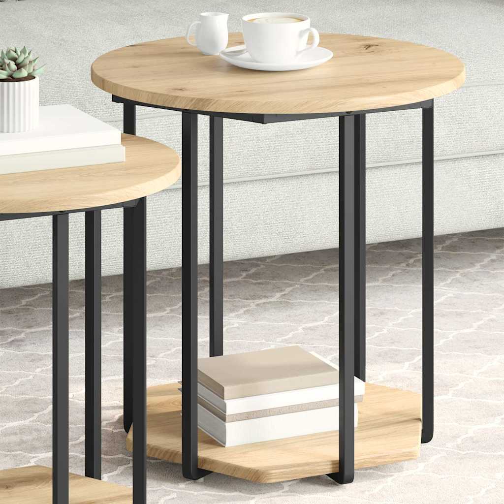 vidaXL Beistelltisch-Set mit Regal 2 pcs Braun