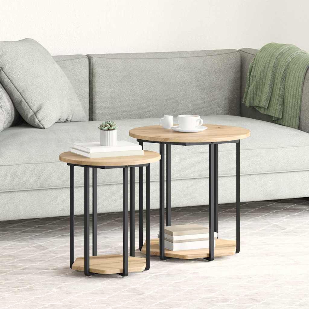 vidaXL Beistelltisch-Set mit Regal 2 pcs Braun