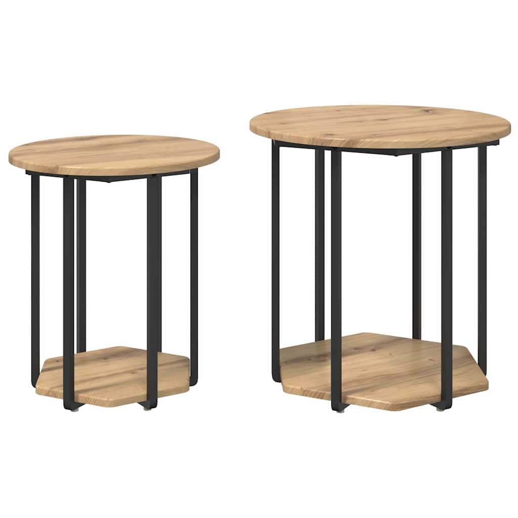 vidaXL Beistelltisch-Set mit Regal 2 pcs Braun
