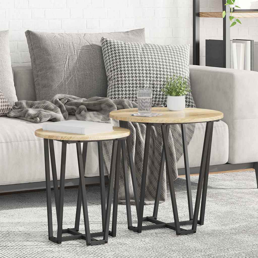 vidaXL Beistelltisch-Set 2 pcs Sonoma Eiche und Schwarz