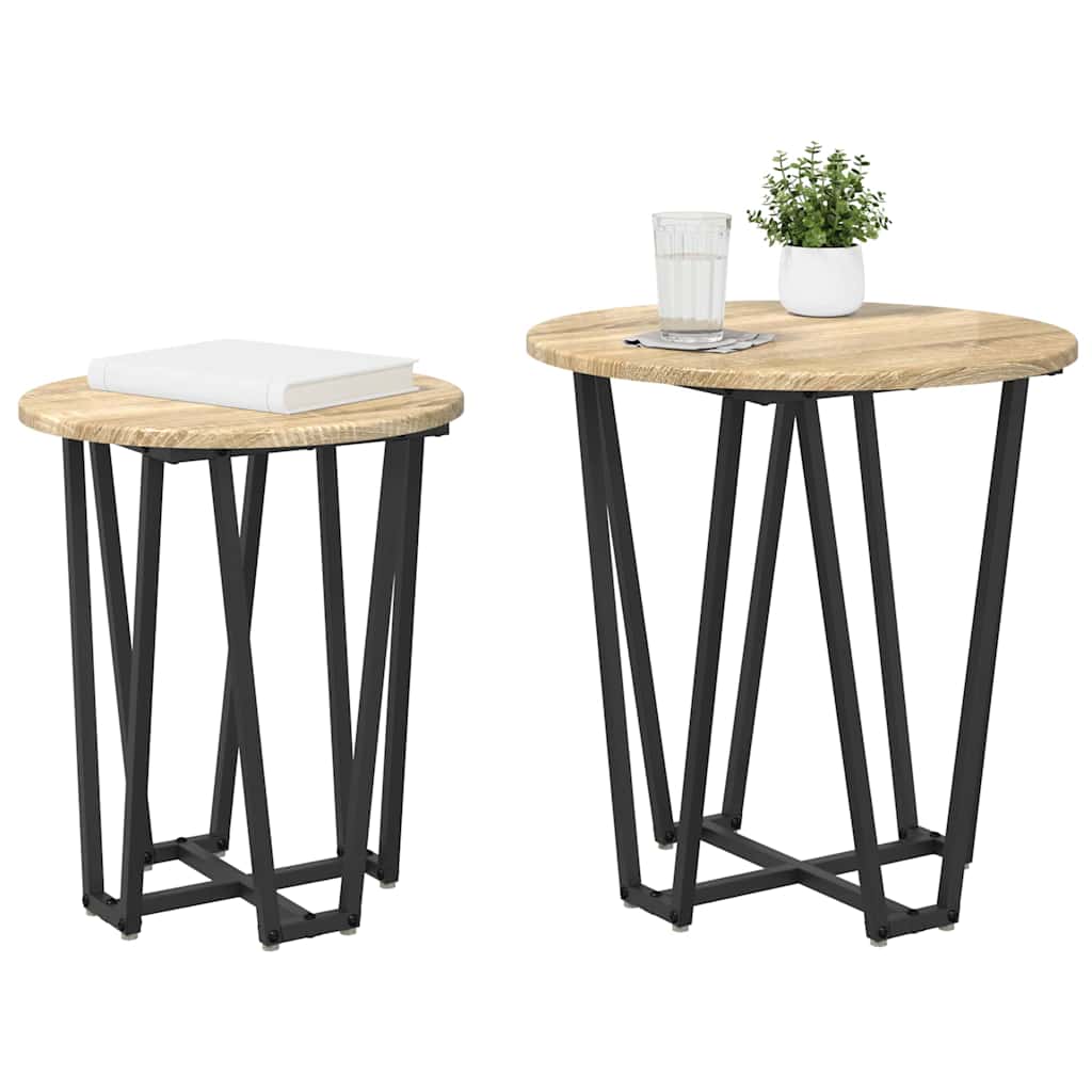 vidaXL Beistelltisch-Set 2 pcs Sonoma Eiche und Schwarz