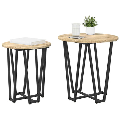 vidaXL Beistelltisch-Set 2 pcs Sonoma Eiche und Schwarz