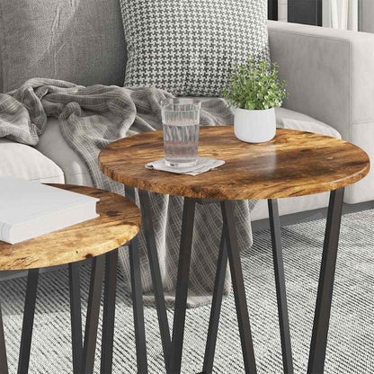 vidaXL Beistelltisch-Set 2 pcs Geräucherte Eiche und Schwarz