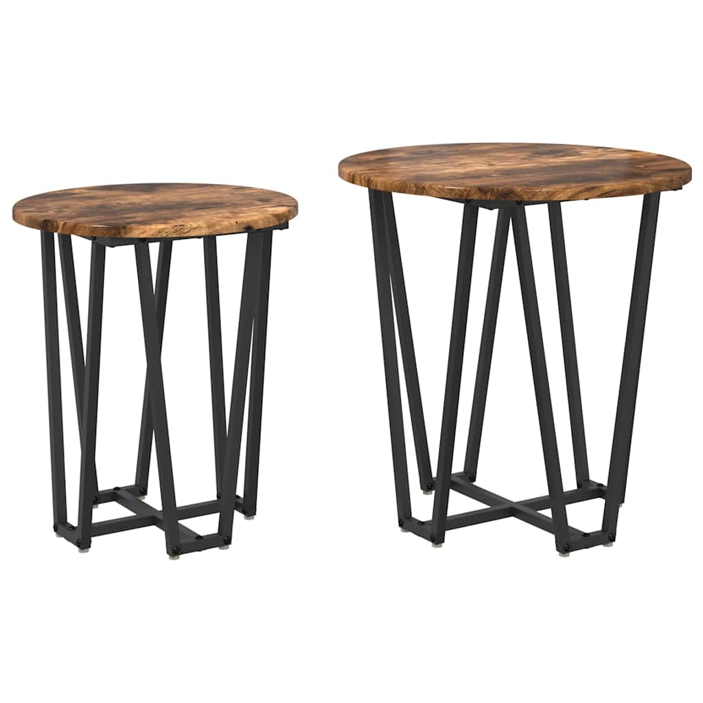 vidaXL Beistelltisch-Set 2 pcs Geräucherte Eiche und Schwarz