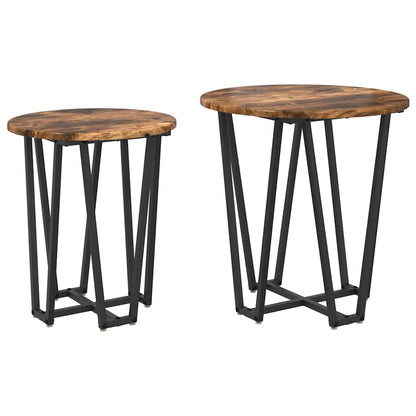 vidaXL Beistelltisch-Set 2 pcs Geräucherte Eiche und Schwarz