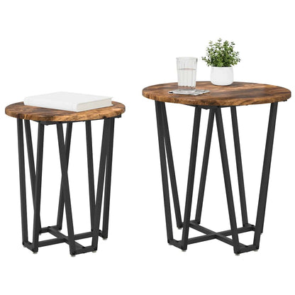 vidaXL Beistelltisch-Set 2 pcs Geräucherte Eiche und Schwarz