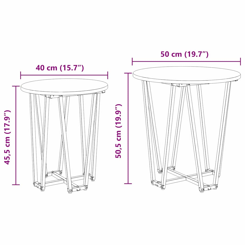 vidaXL Beistelltisch-Set 2 pcs Geräucherte Eiche und Schwarz