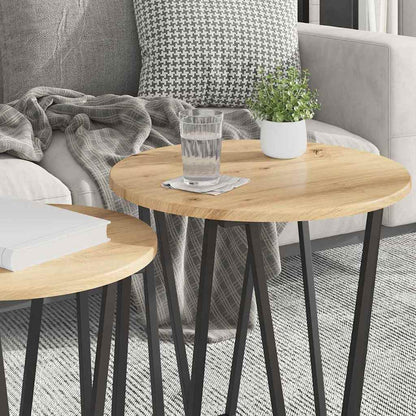 vidaXL Beistelltisch-Set 2 pcs Artisan Eiche und Schwarz