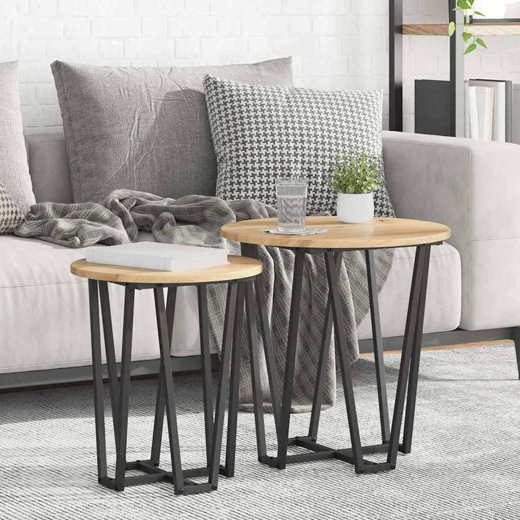 vidaXL Beistelltisch-Set 2 pcs Artisan Eiche und Schwarz