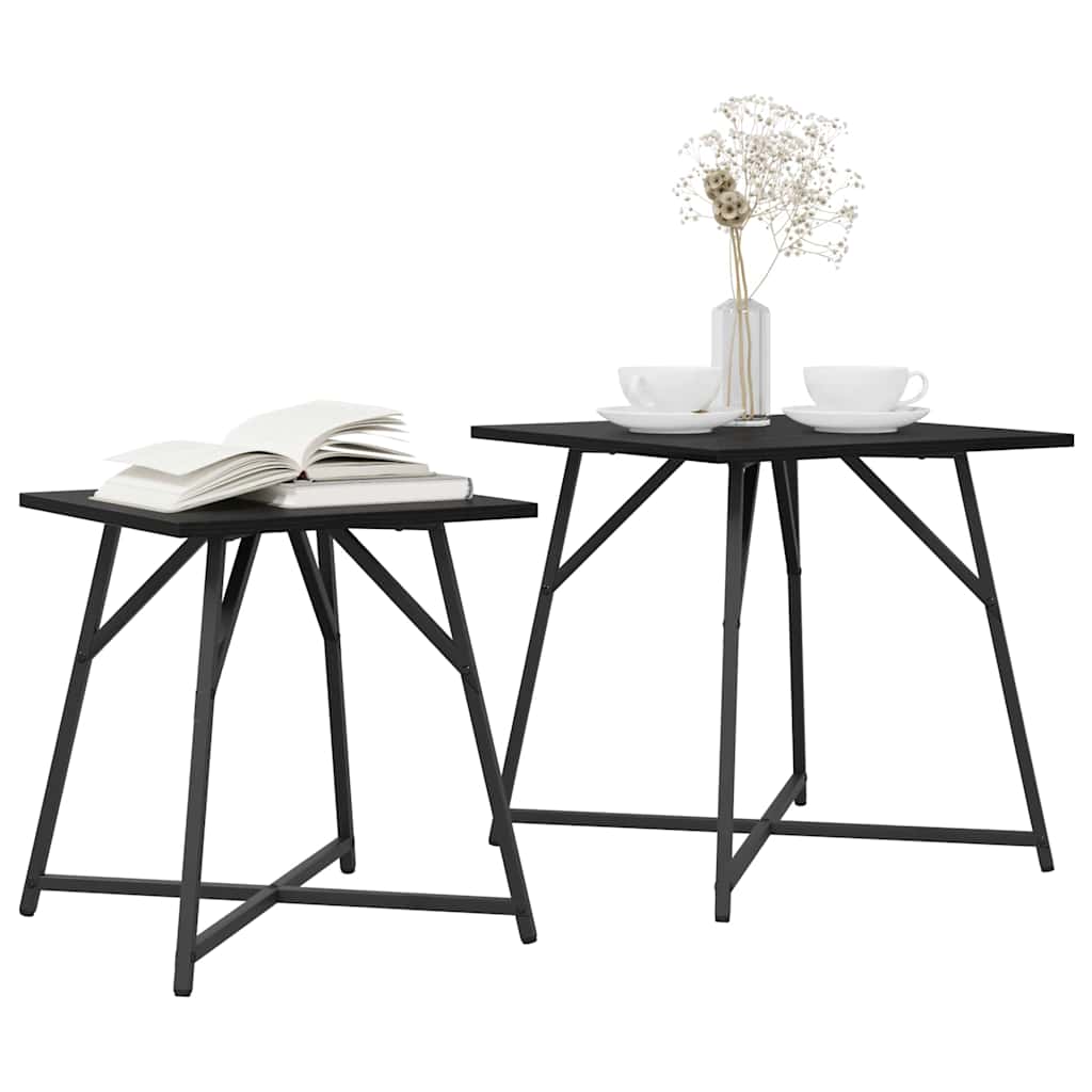vidaXL Beistelltisch-Set 2 pcs Schwarz Eichen-Optik