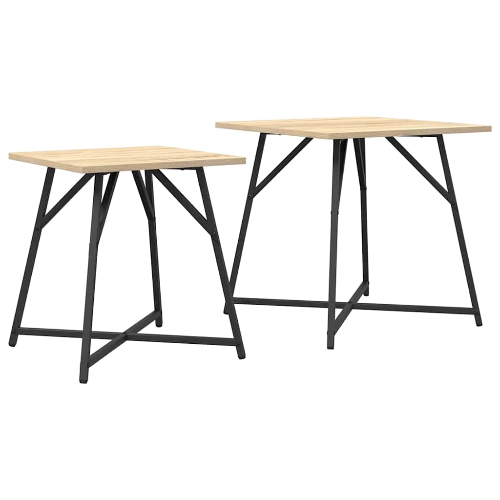 vidaXL Beistelltisch-Set 2 pcs Sonoma Eiche und Schwarz