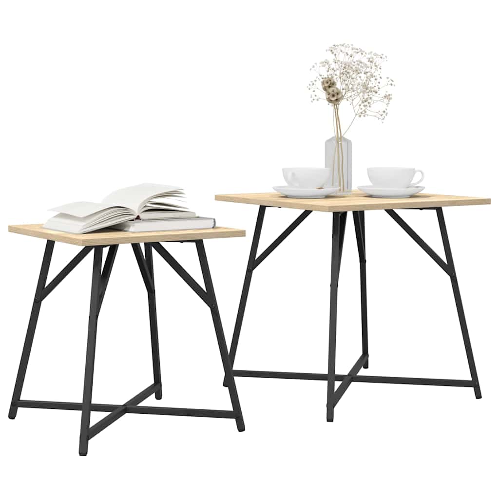 vidaXL Beistelltisch-Set 2 pcs Sonoma Eiche und Schwarz