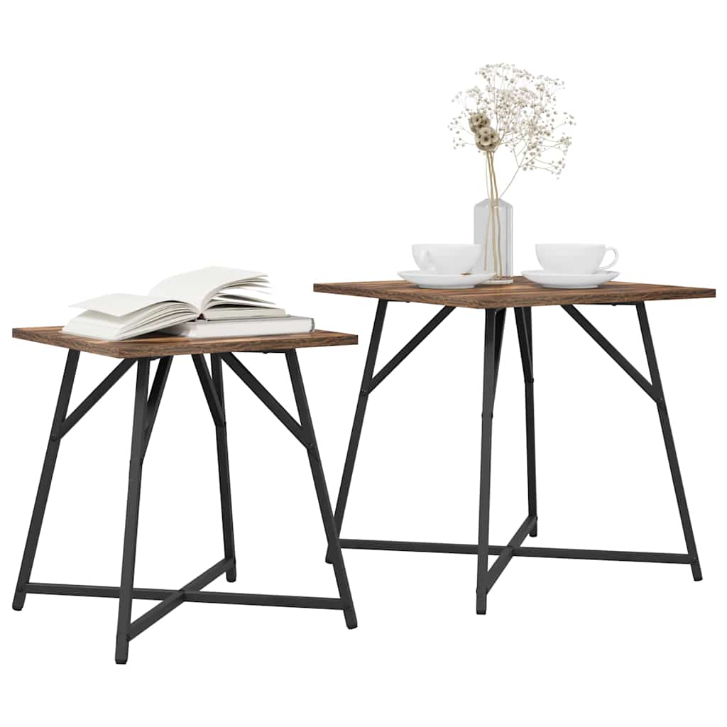 vidaXL Jeu de tables d'appoint 2 pcs Chêne fumé et noir