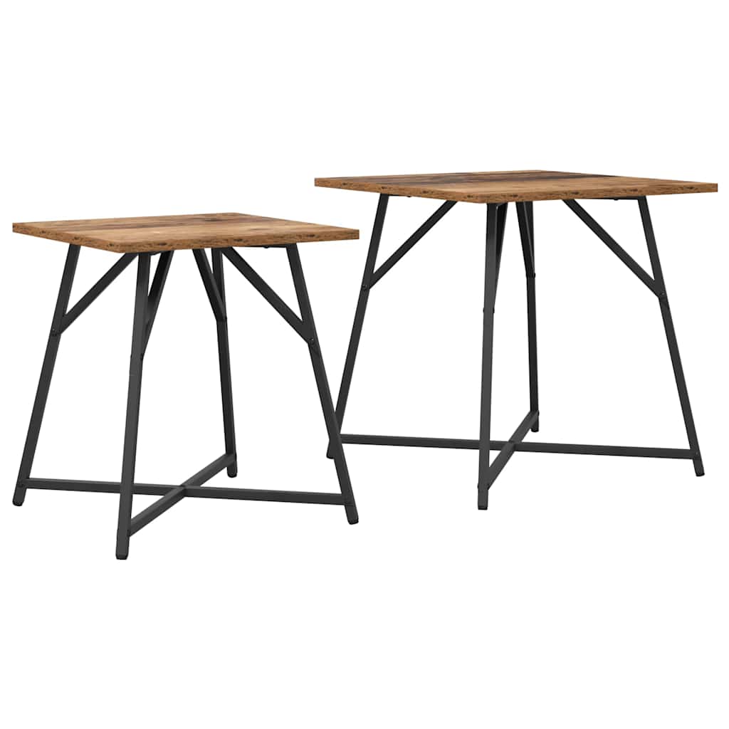 vidaXL Beistelltisch-Set 2 pcs Altholz und Schwarz