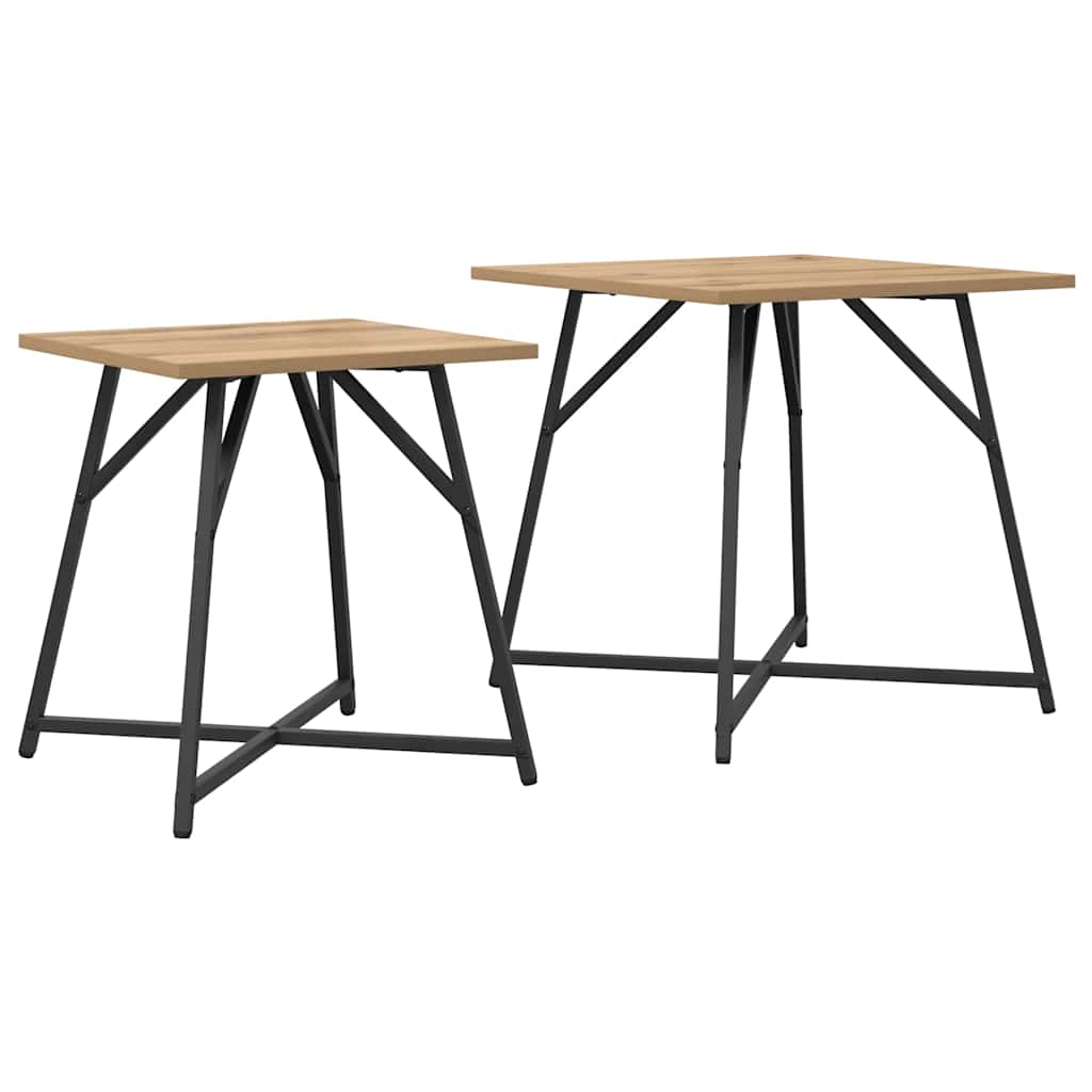 vidaXL Beistelltisch-Set 2 pcs Artisan Eiche und Schwarz