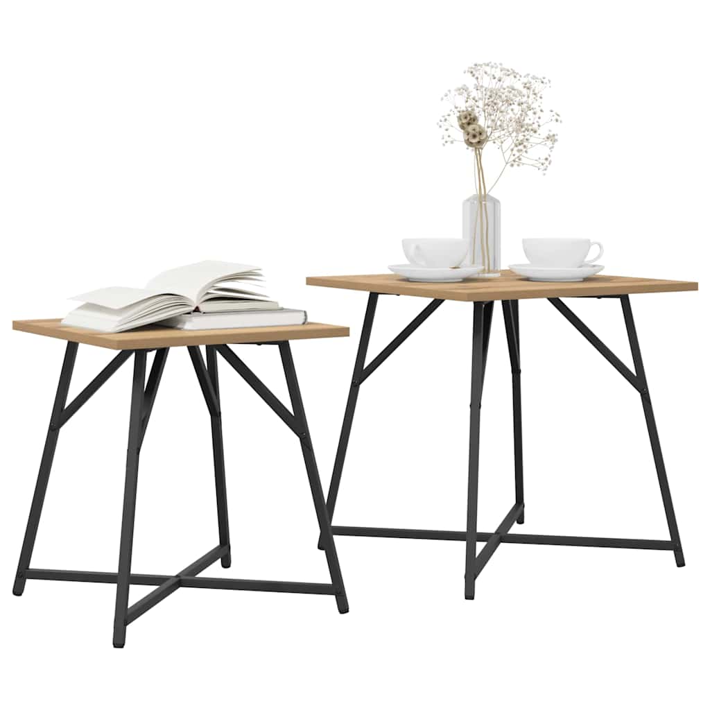 vidaXL Beistelltisch-Set 2 pcs Artisan Eiche und Schwarz