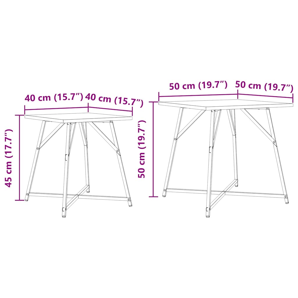 vidaXL Beistelltisch-Set 2 pcs Artisan Eiche und Schwarz