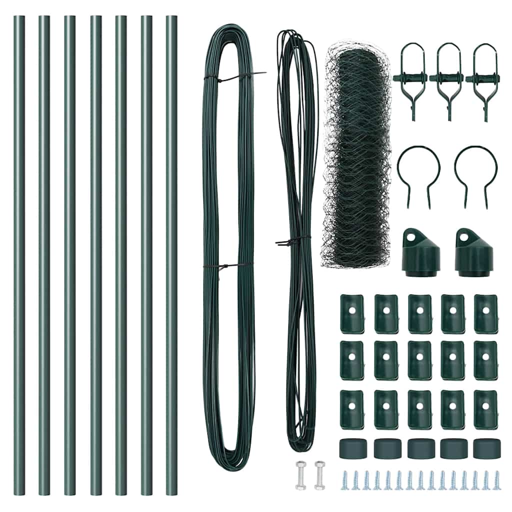 vidaXL Zaunpfosten Grün 10 x 0,4 m (36 mm Maschen) Stahl und PVC