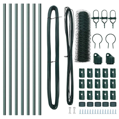 vidaXL Zaunpfosten Grün 10 x 0,4 m (36 mm Maschen) Stahl und PVC