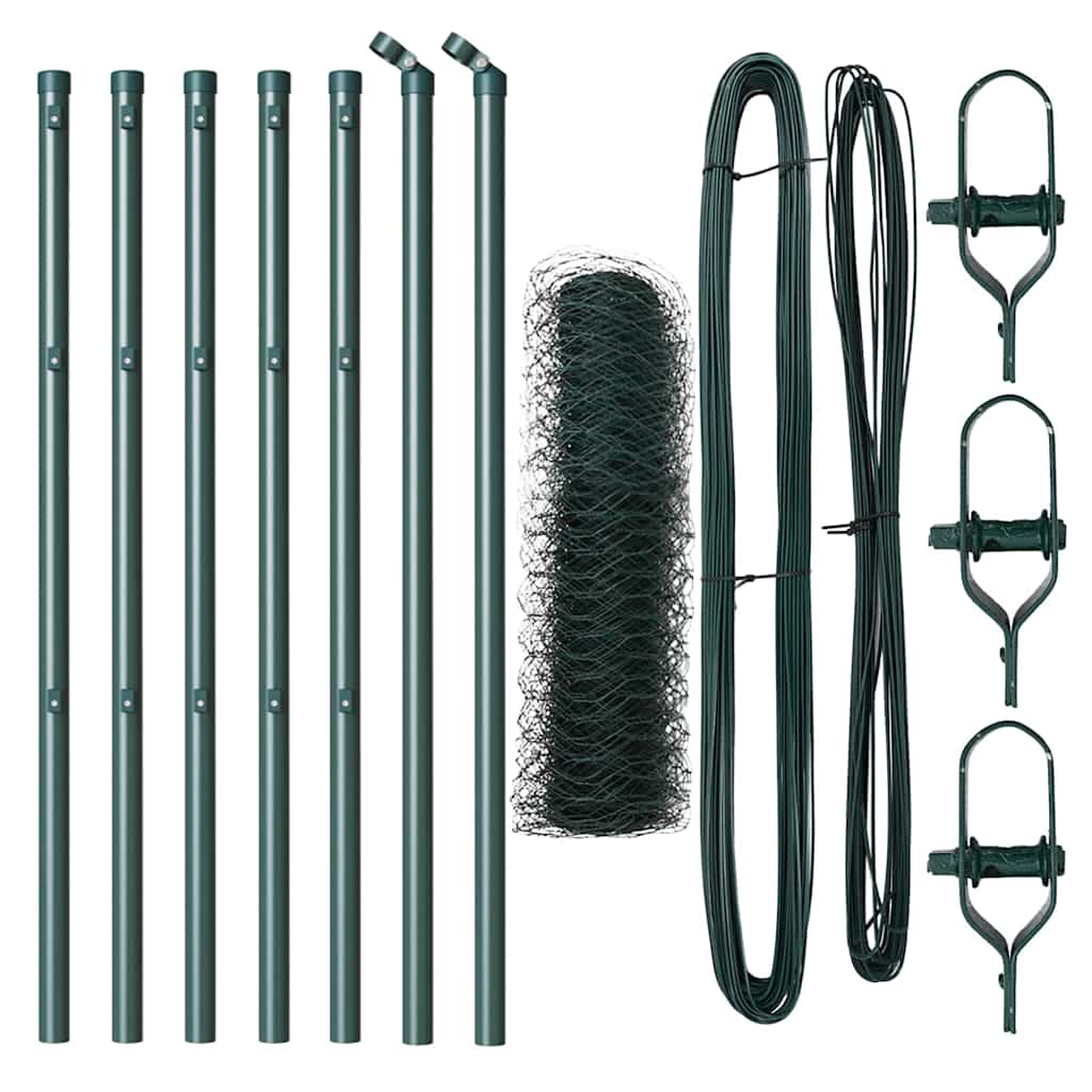 vidaXL Zaunpfosten Grün 10 x 0,4 m (50 mm Netz) Stahl und PVC