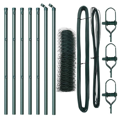 vidaXL Zaunpfosten Grün 10 x 0,5 m (50 mm Maschen) Stahl und PVC