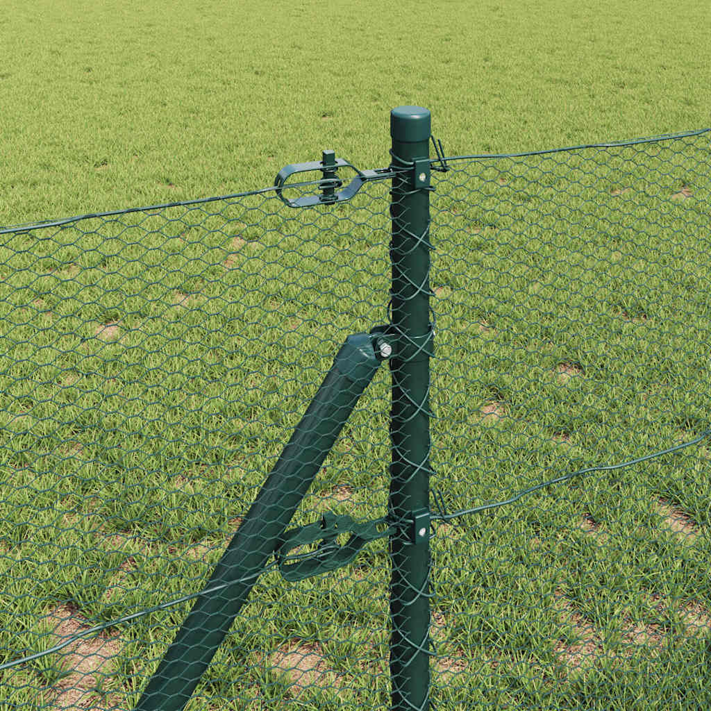 vidaXL Zaunpfosten Grün 10 x 0,6 m (13 mm Maschen) Stahl und PVC