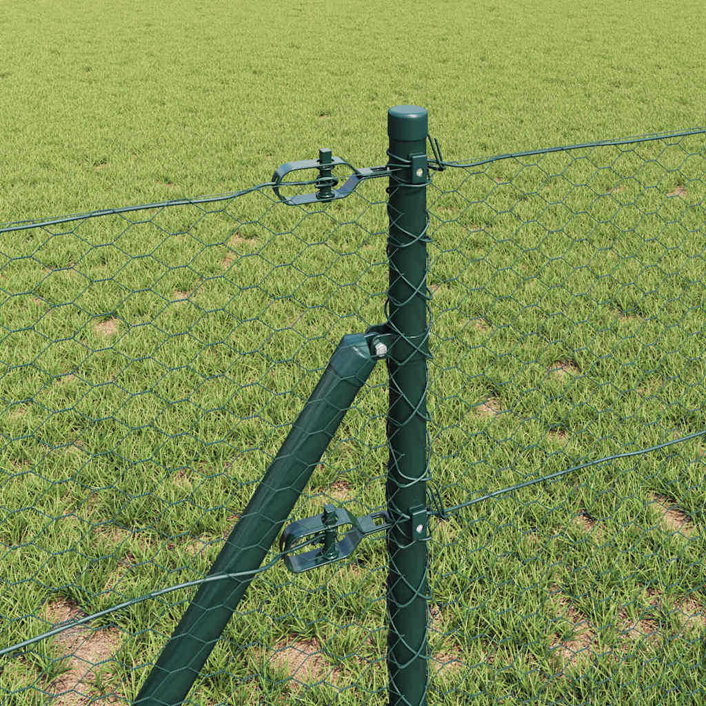 vidaXL Zaunpfosten Grün 10 x 0,6 m (25 mm Maschen) Stahl und PVC