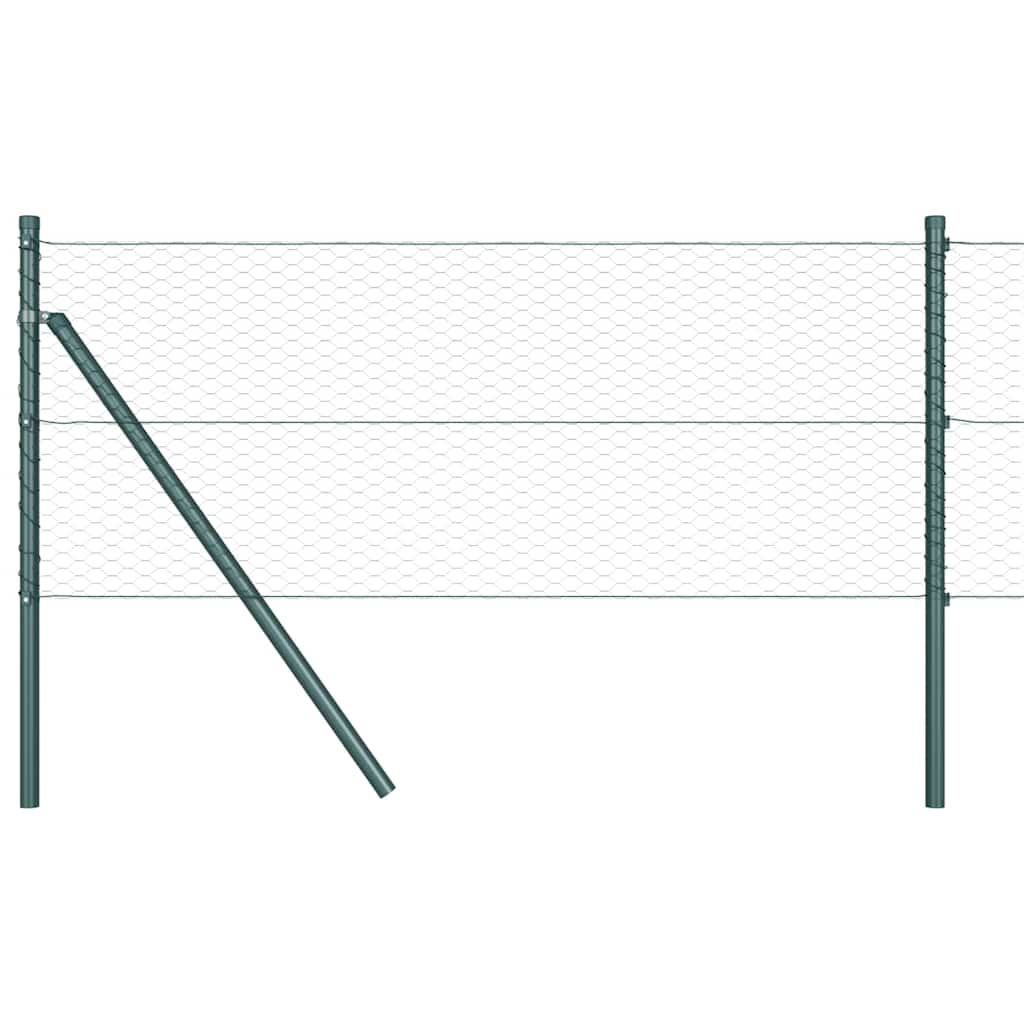 vidaXL Zaunpfosten Grün 10 x 0,6 m (25 mm Maschen) Stahl und PVC