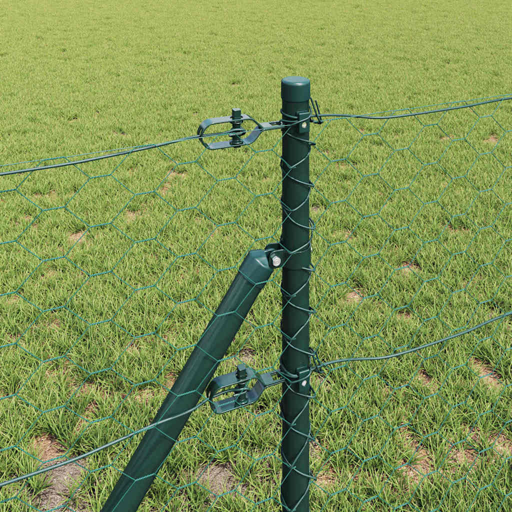 vidaXL Zaunpfosten Grün 10 x 0,6 m (50 mm Maschen) Stahl und PVC