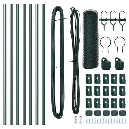 vidaXL Zaunpfosten Grün 10 x 0,8 m (13 mm Maschen) Stahl und PVC
