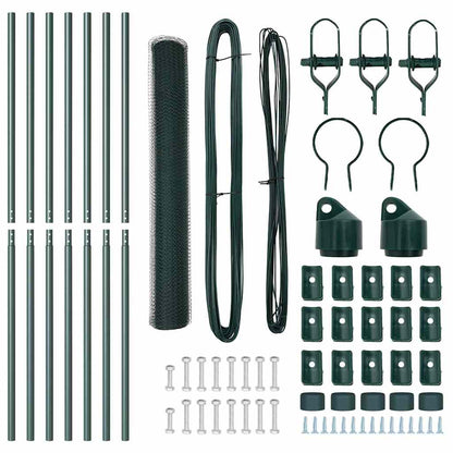 vidaXL Zaunpfosten Grün 10 x 1 m (13 mm Maschen) Stahl und PVC