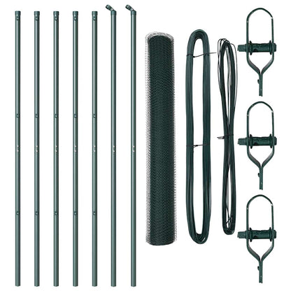 vidaXL Zaunpfosten Grün 10 x 1,4 m (13 mm Maschen) Stahl und PVC