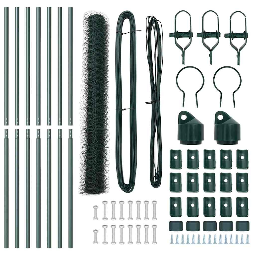 vidaXL Zaunpfosten Grün 10 x 1,4 m (36 mm Maschenweite) Stahl und PVC