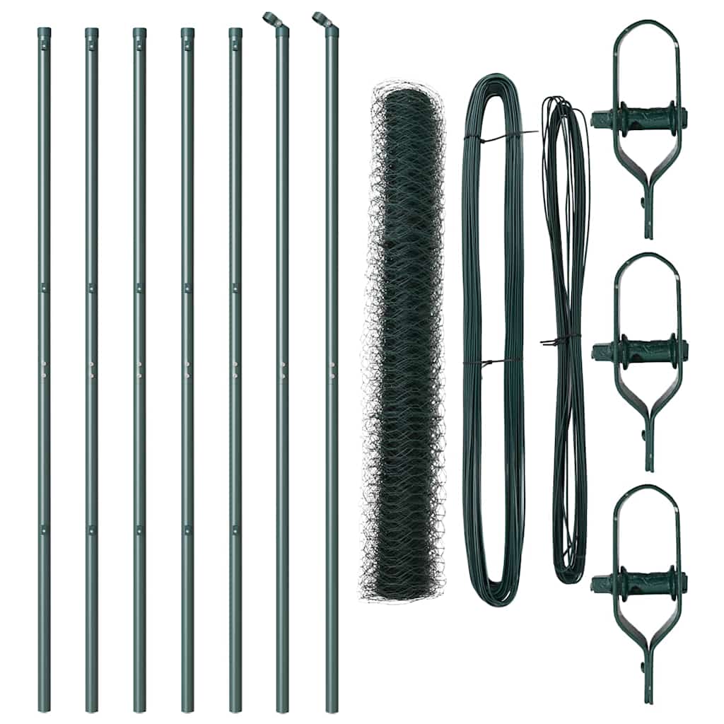 vidaXL Zaunpfosten Grün 10 x 1,4 m (50 mm Maschen) Stahl und PVC