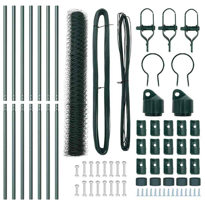 vidaXL Zaunpfosten Grün 10 x 1,4 m (50 mm Maschen) Stahl und PVC