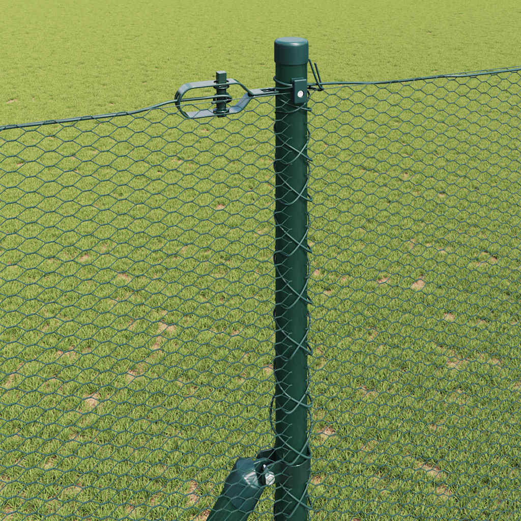 vidaXL Zaunpfosten Grün 10 x 1,5 m (13 mm Maschenweite) Stahl und PVC