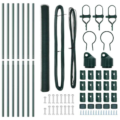 vidaXL Zaunpfosten Grün 10 x 1,5 m (13 mm Maschenweite) Stahl und PVC