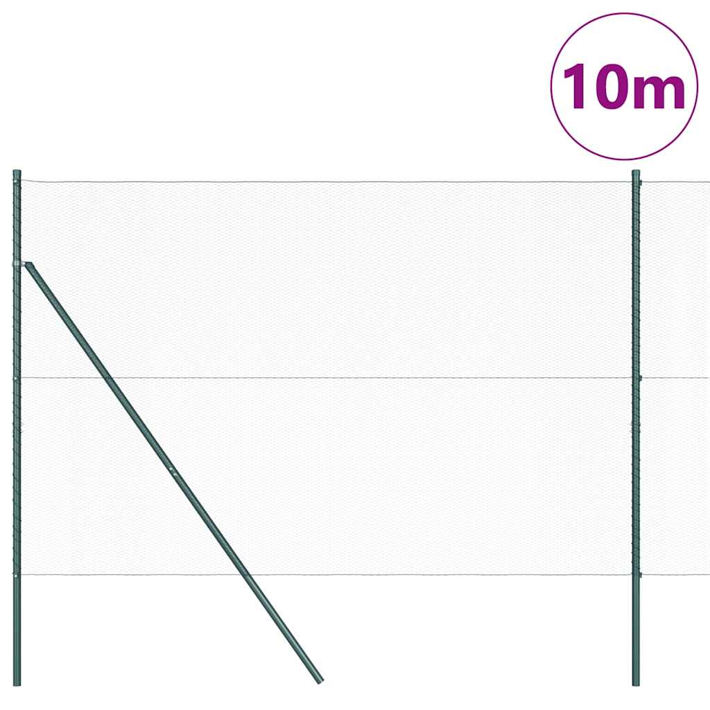 vidaXL Zaunpfosten Grün 10 x 1,5 m (13 mm Maschenweite) Stahl und PVC