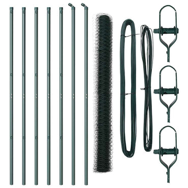 vidaXL Zaunpfosten Grün 10 x 1,5 m (36 mm Netz) Stahl und PVC