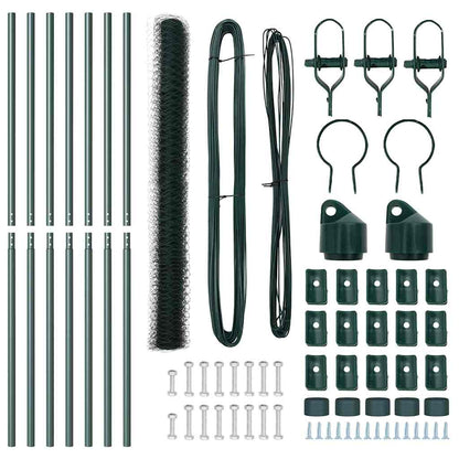 vidaXL Zaunpfosten Grün 10 x 1,5 m (36 mm Netz) Stahl und PVC