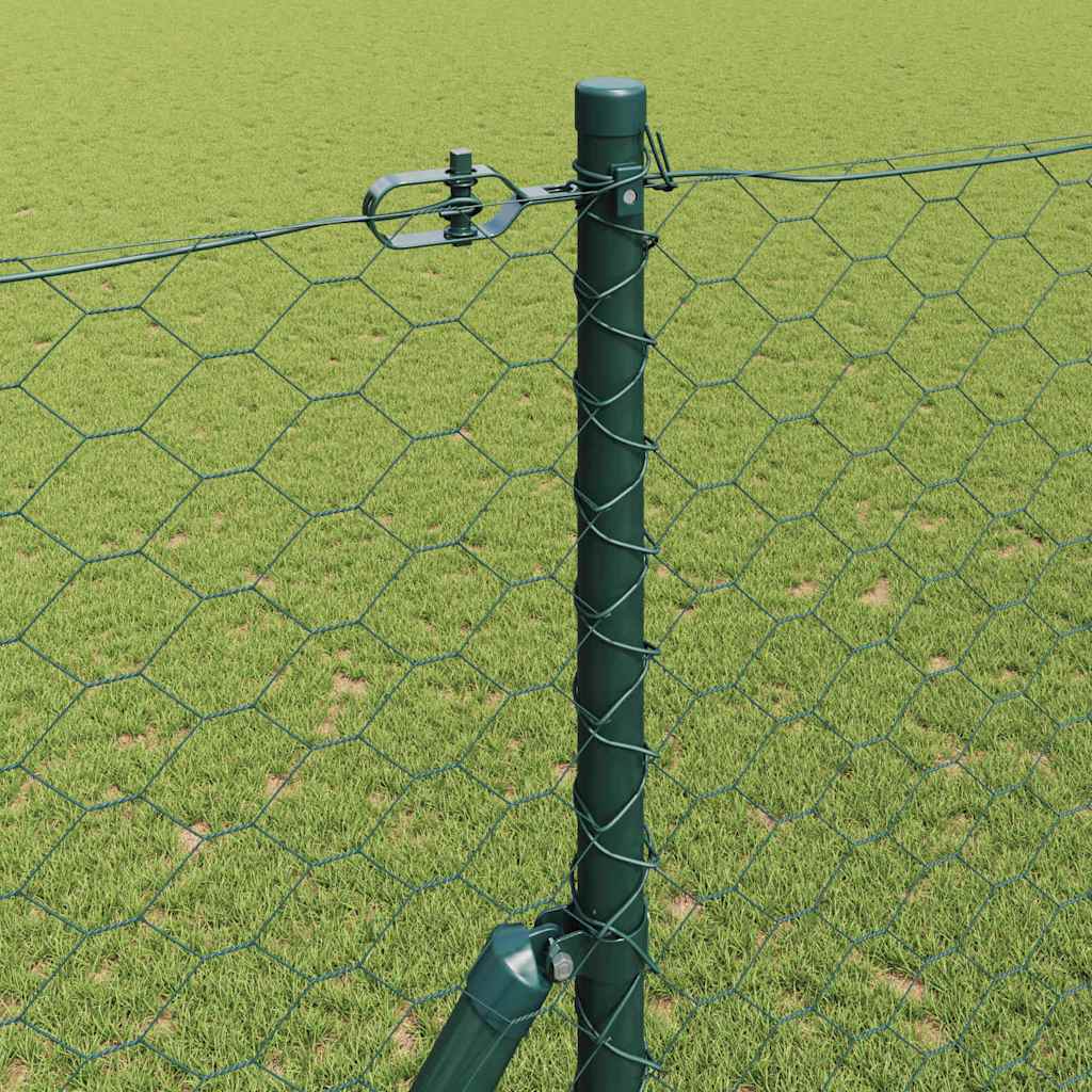 vidaXL Zaunpfosten Grün 10 x 1,5 m (50 mm Maschenweite) Stahl und PVC