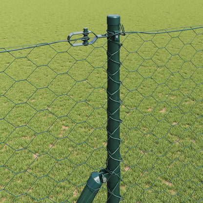 vidaXL Zaunpfosten Grün 10 x 1,5 m (50 mm Maschenweite) Stahl und PVC