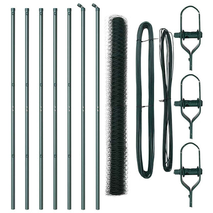 Zaunpfosten Grün 10 x 1,6 m (50 mm Maschenweite) Stahl und PVC