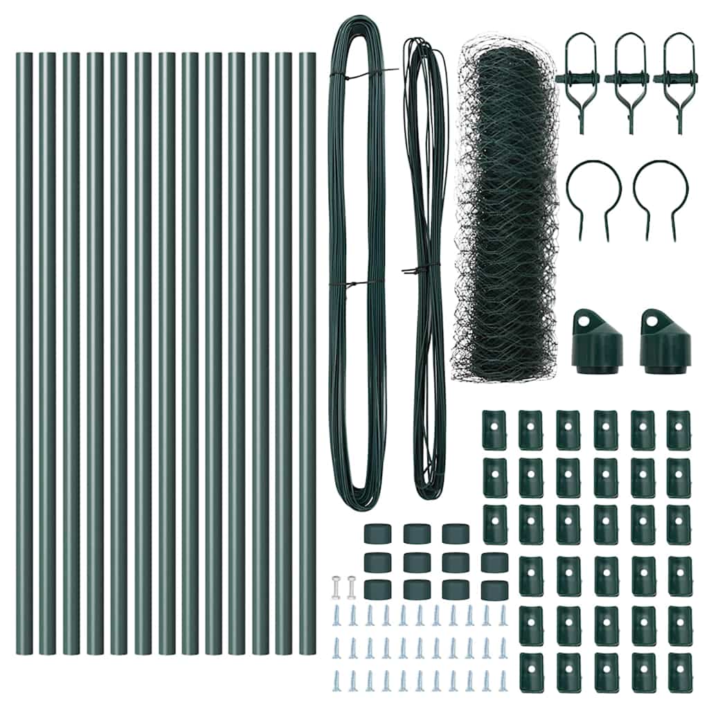 Zaunpfosten Grün 25 x 0,4 m (50 mm Mesh) Stahl und PVC