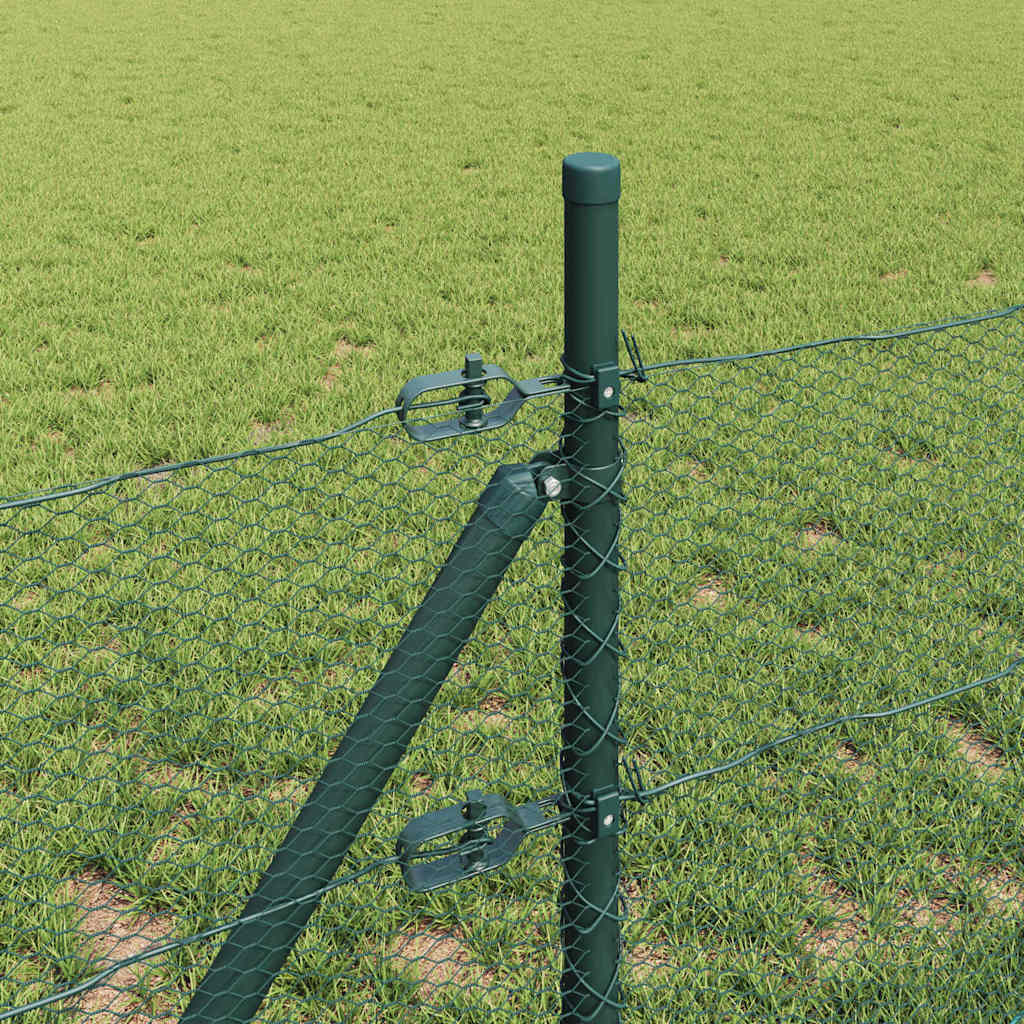 vidaXL Zaunpfosten Grün 25 x 0,5 m (13 mm Maschen) Stahl