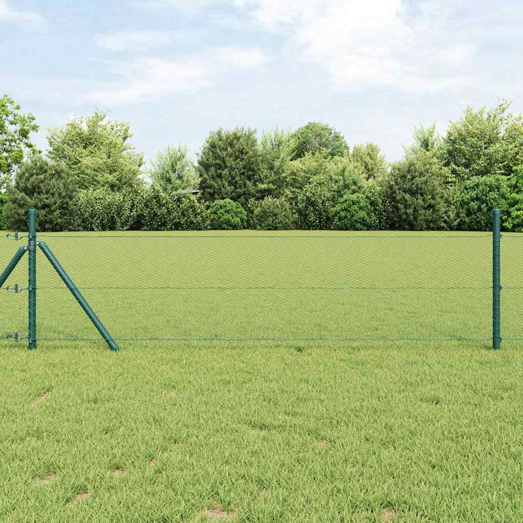 vidaXL Zaunpfosten Grün 25 x 0,5 m (13 mm Maschen) Stahl